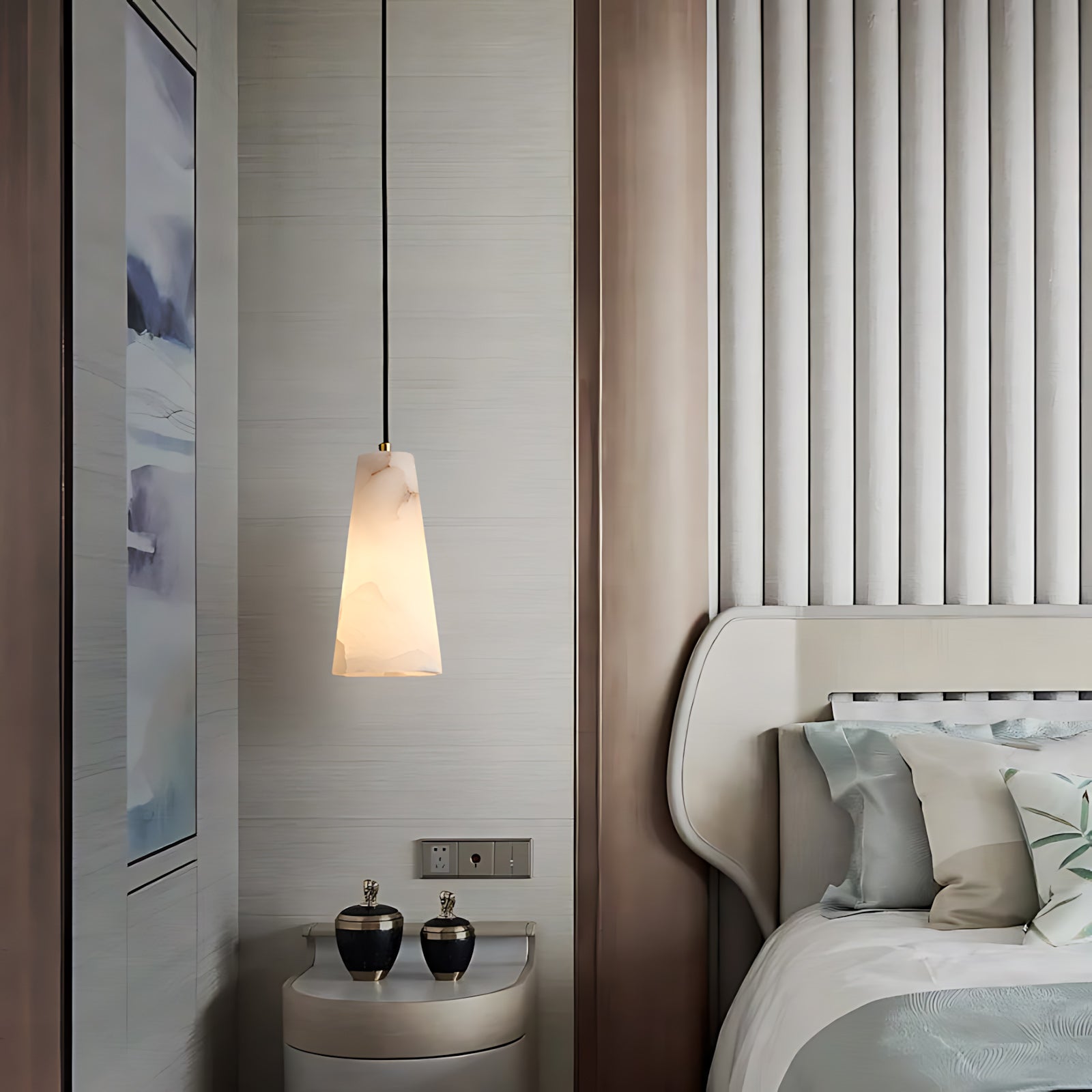 Capus Contemporary Art Copper Alabaster Pendant Light