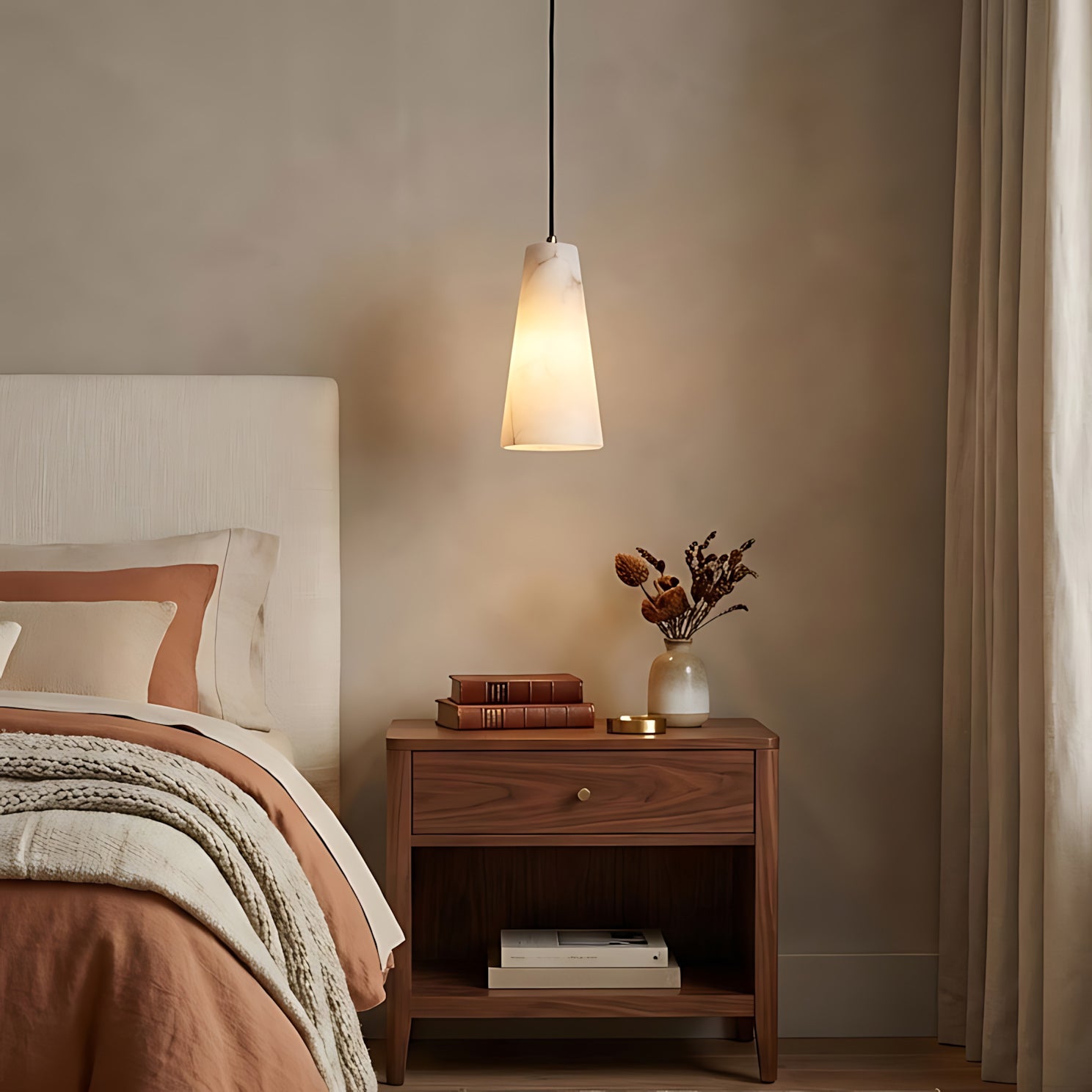 Capus Contemporary Art Copper Alabaster Pendant Light