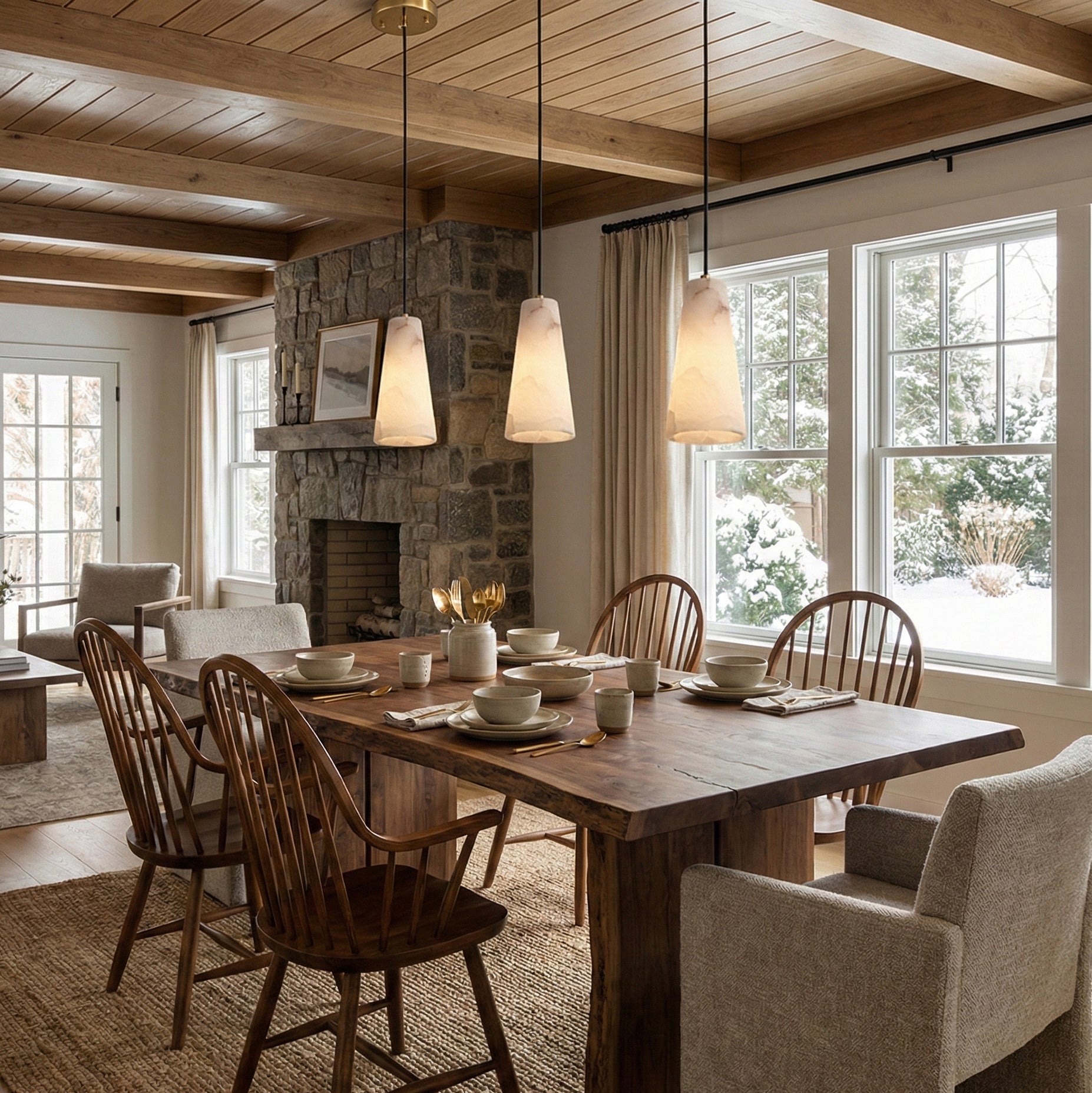 Capus Contemporary Art Copper Alabaster Pendant Light