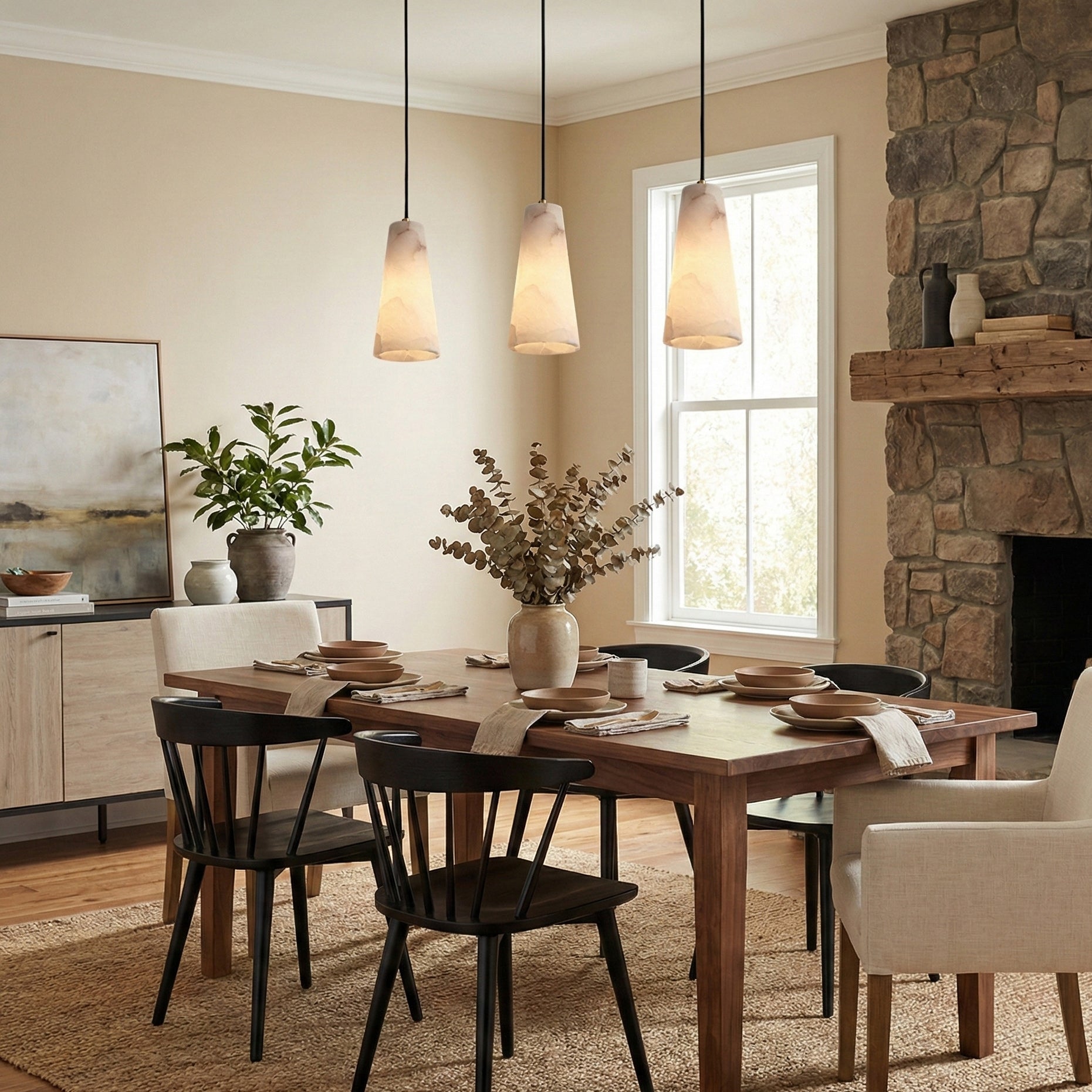 Capus Contemporary Art Copper Alabaster Pendant Light