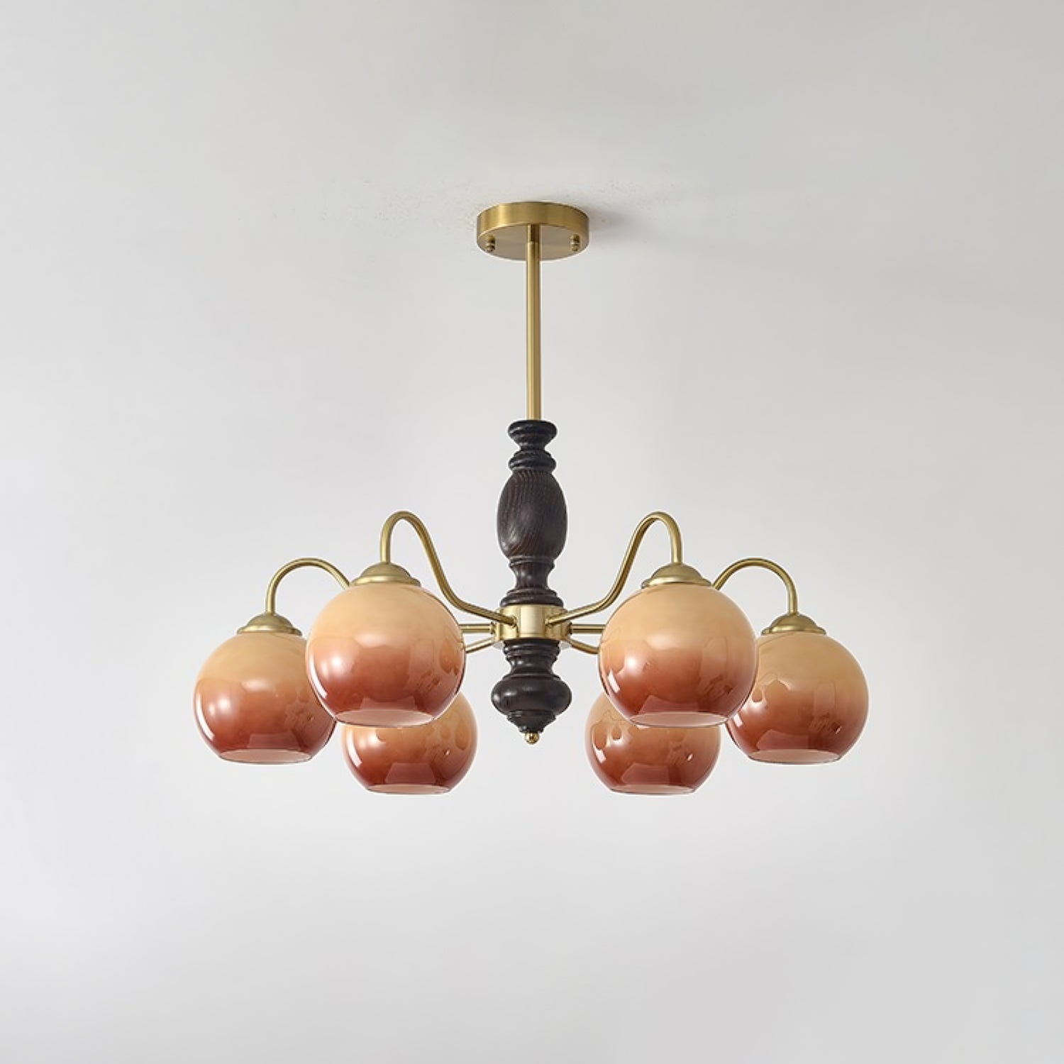 Aurora Chandelier Caramel Orb Curved Arm - Blowlighting