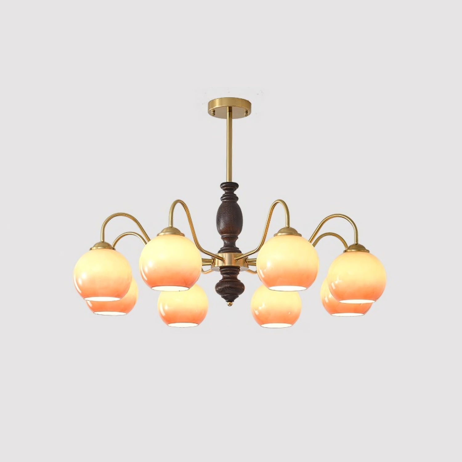 Aurora Chandelier Caramel Orb Curved Arm - Blowlighting