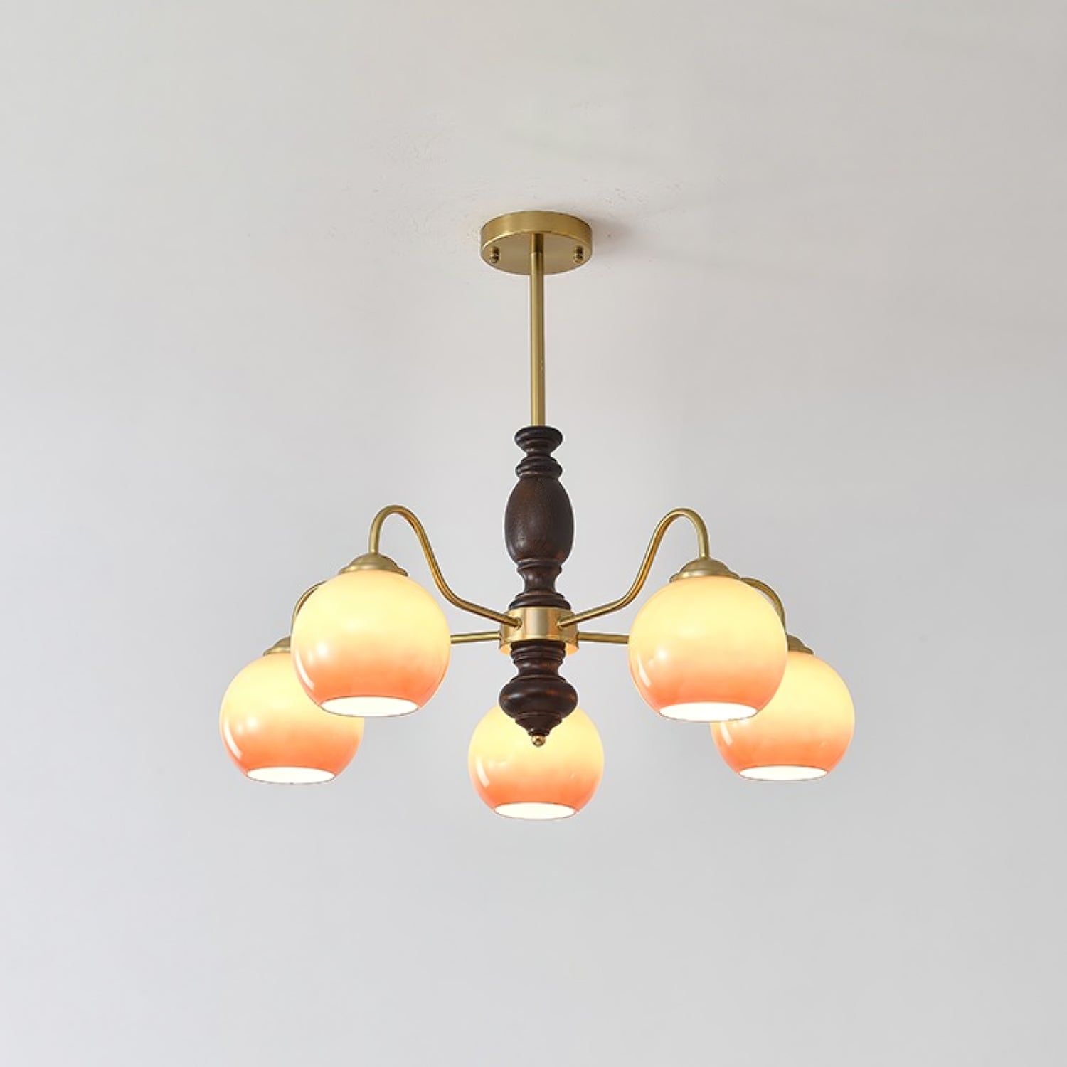 Aurora Chandelier Caramel Orb Curved Arm - Blowlighting