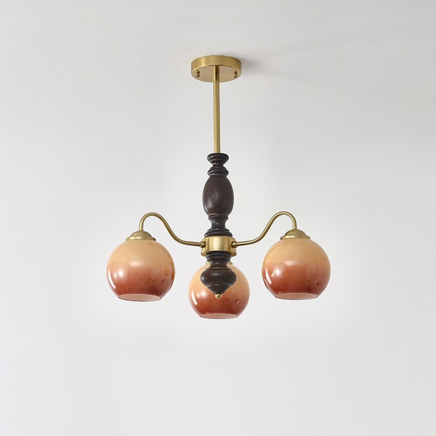 Aurora Chandelier Caramel Orb Curved Arm - Blowlighting