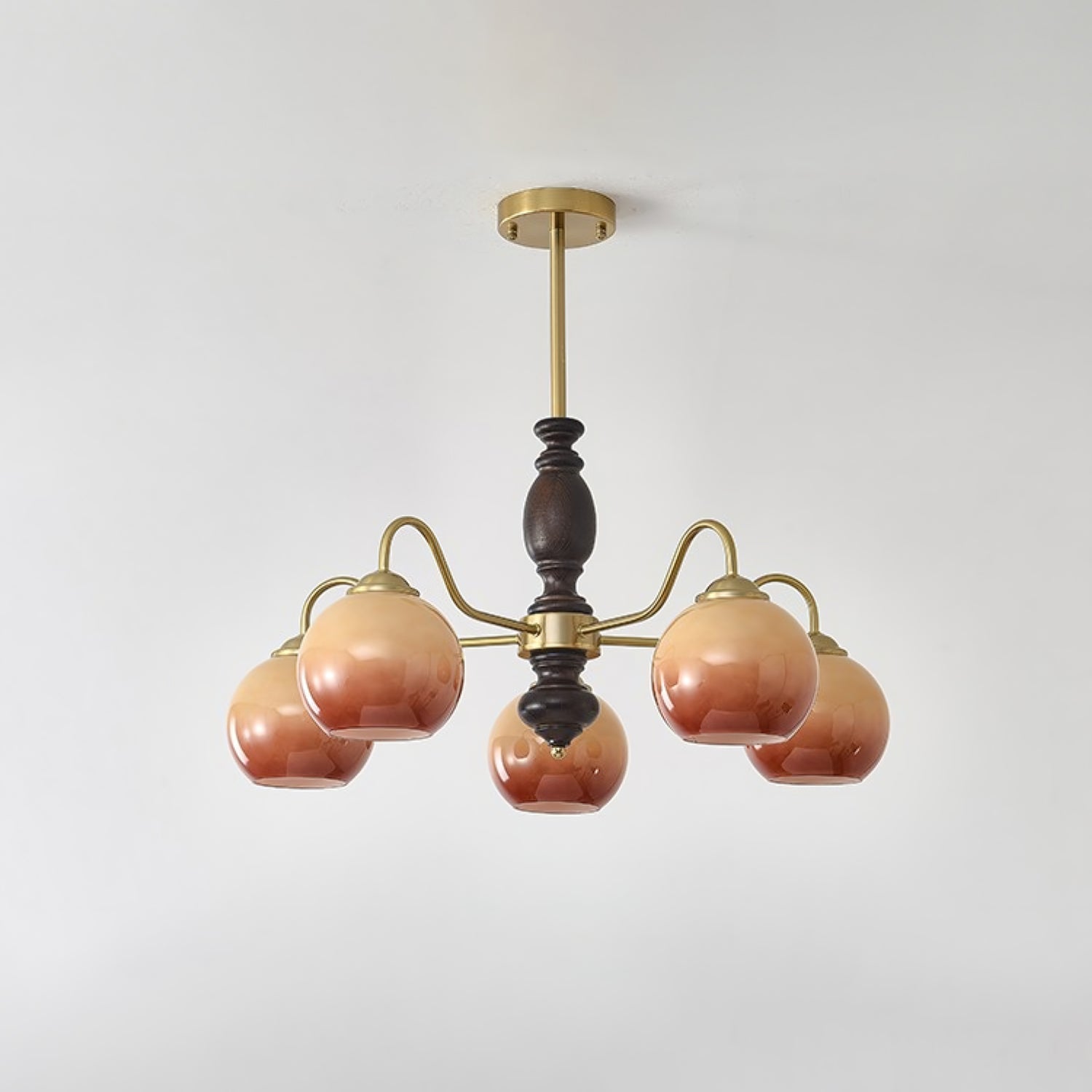 Aurora Chandelier Caramel Orb Curved Arm - Blowlighting