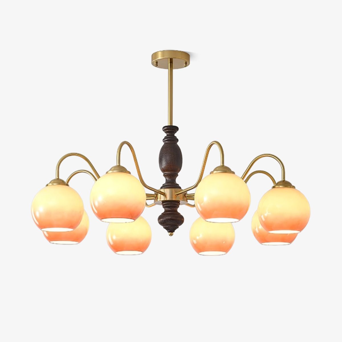 Aurora Chandelier Caramel Orb Curved Arm - Blowlighting