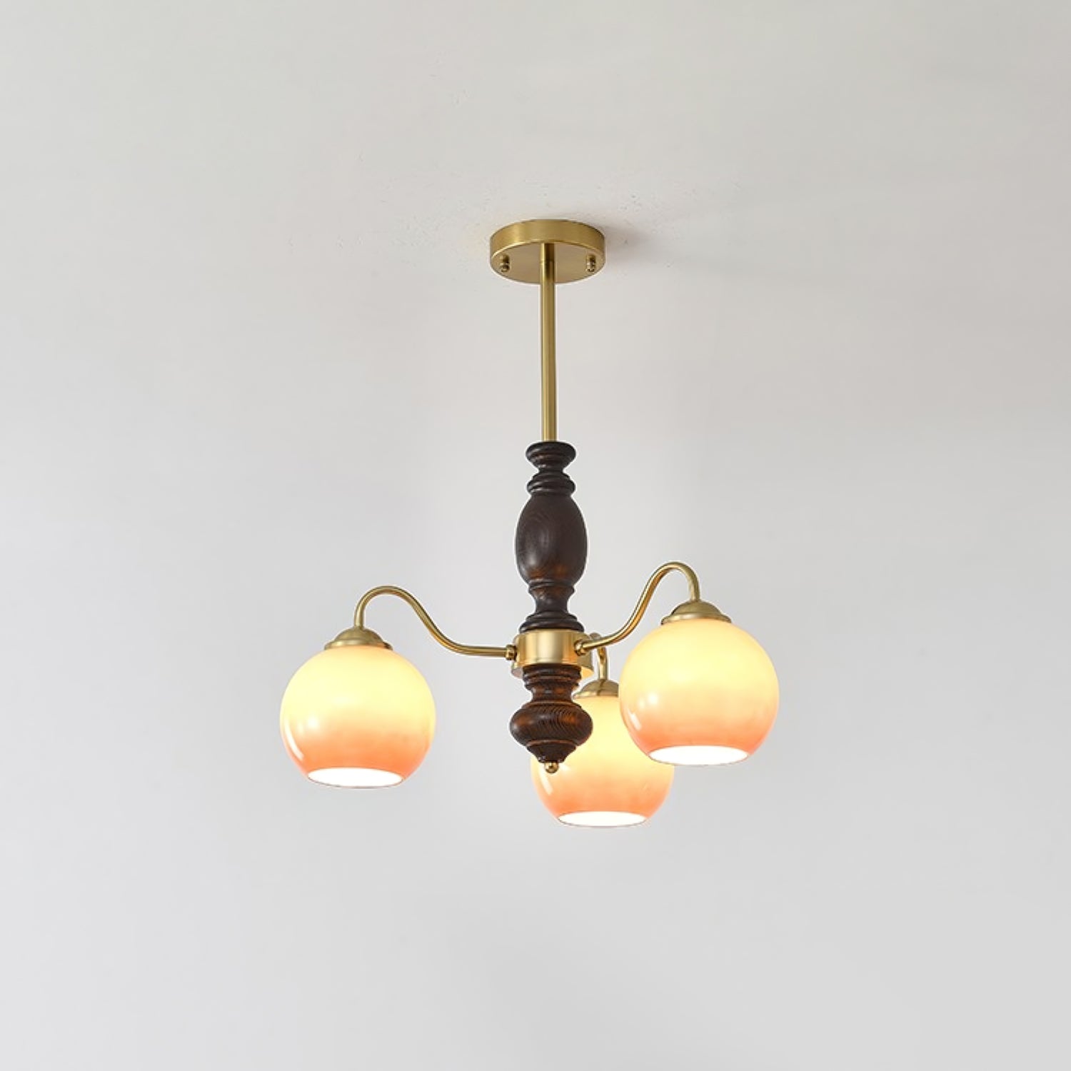 Aurora Chandelier Caramel Orb Curved Arm - Blowlighting