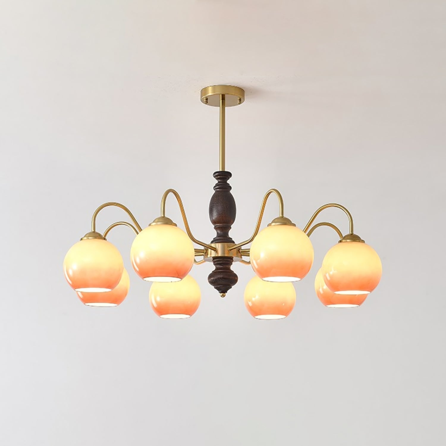 Aurora Chandelier Caramel Orb Curved Arm - Blowlighting