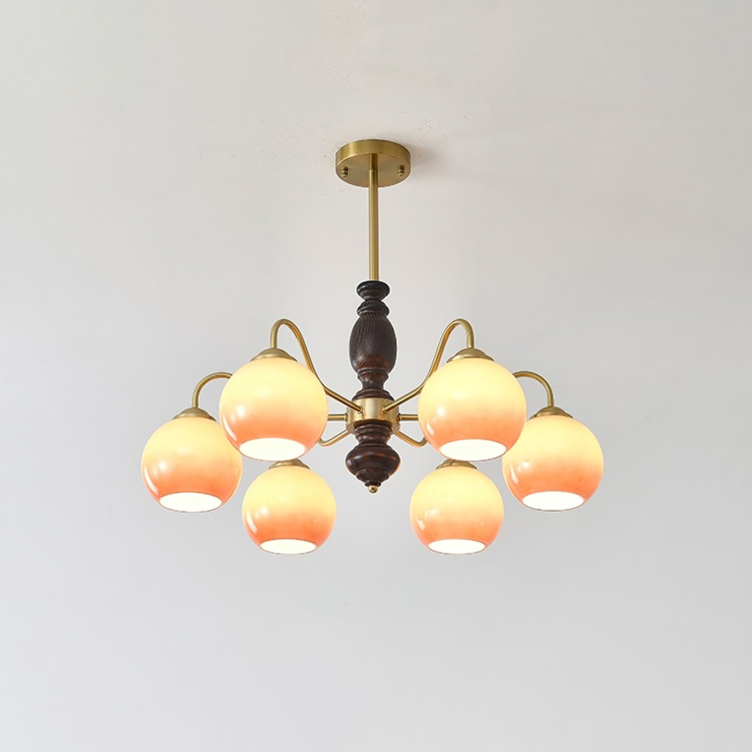 Aurora Chandelier Caramel Orb Curved Arm - Blowlighting