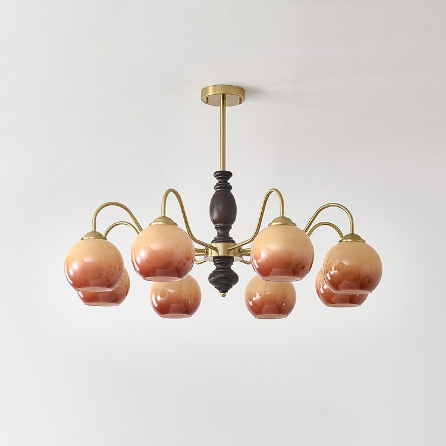 Aurora Chandelier Caramel Orb Curved Arm - Blowlighting