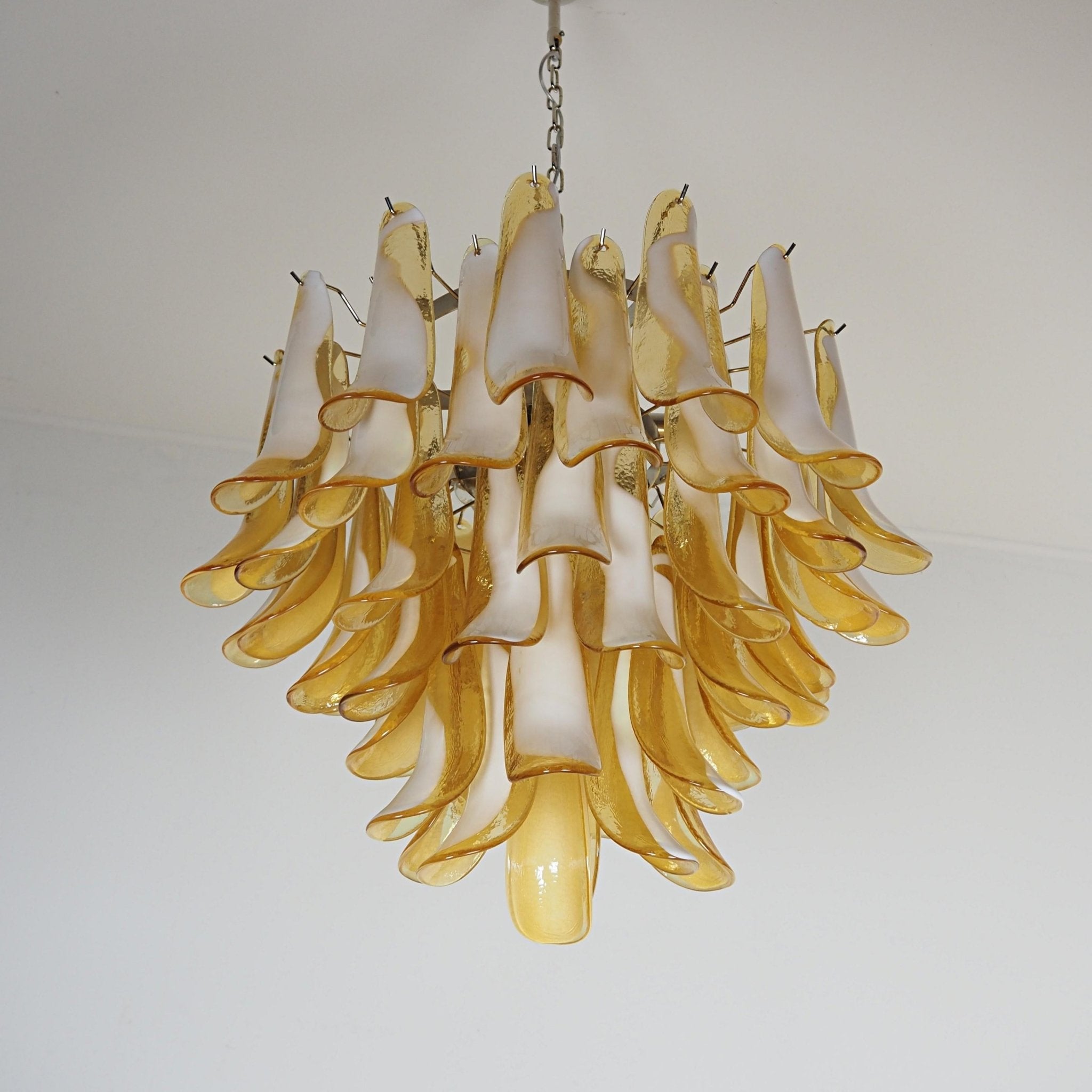 Aurora Chandelier Amber Murano Glass Petals Layered - Blowlighting