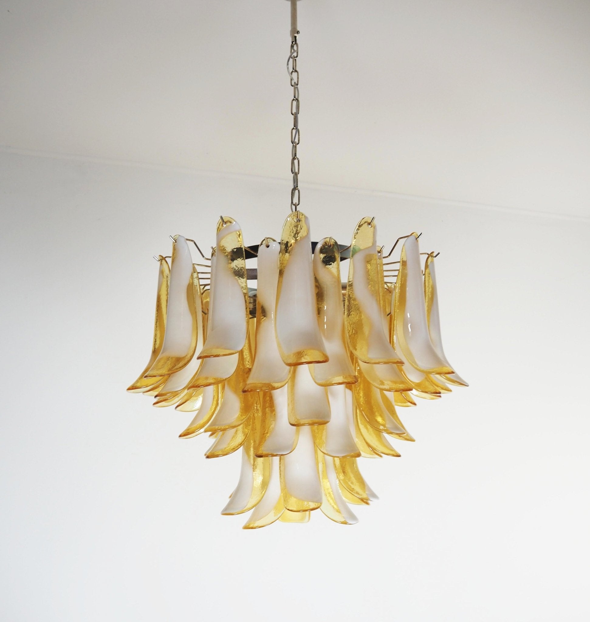 Aurora Chandelier Amber Murano Glass Petals Layered - Blowlighting