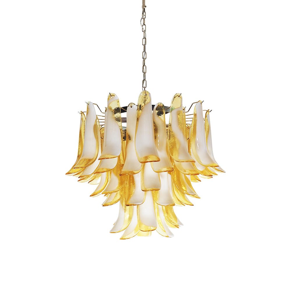 Aurora Chandelier Amber Murano Glass Petals Layered - Blowlighting