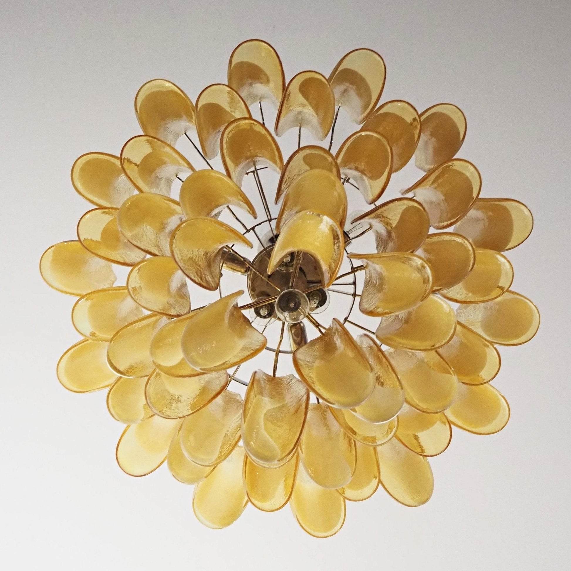 Aurora Chandelier Amber Murano Glass Petals Layered - Blowlighting