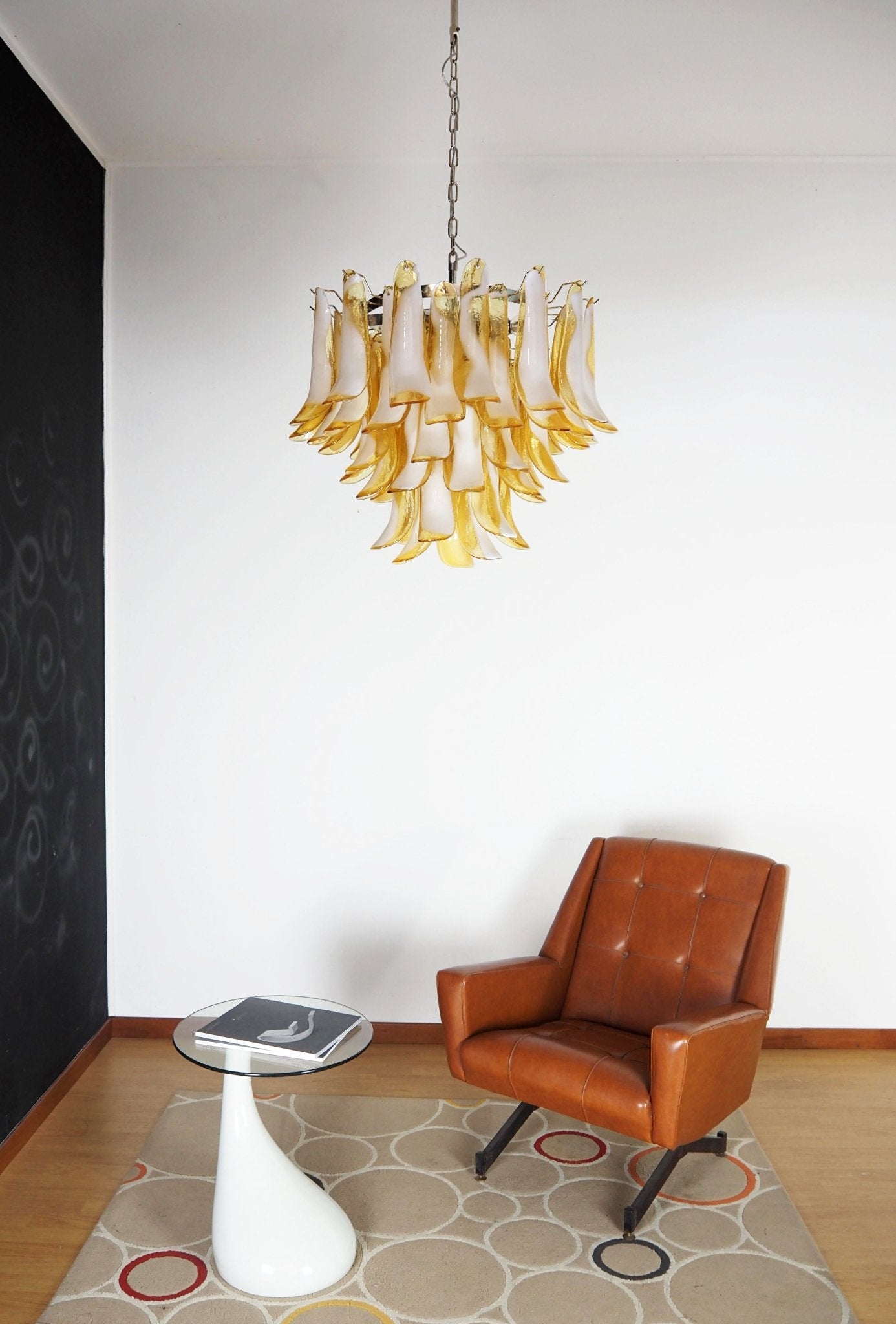 Aurora Chandelier Amber Murano Glass Petals Layered - Blowlighting