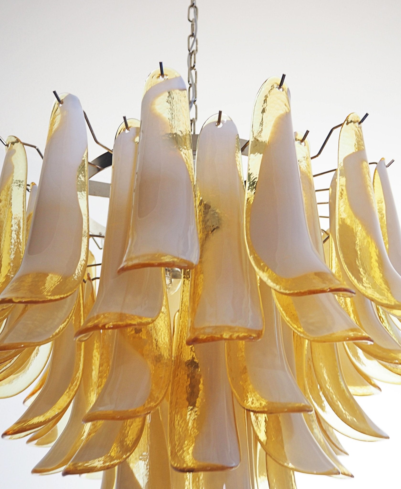 Aurora Chandelier Amber Murano Glass Petals Layered - Blowlighting
