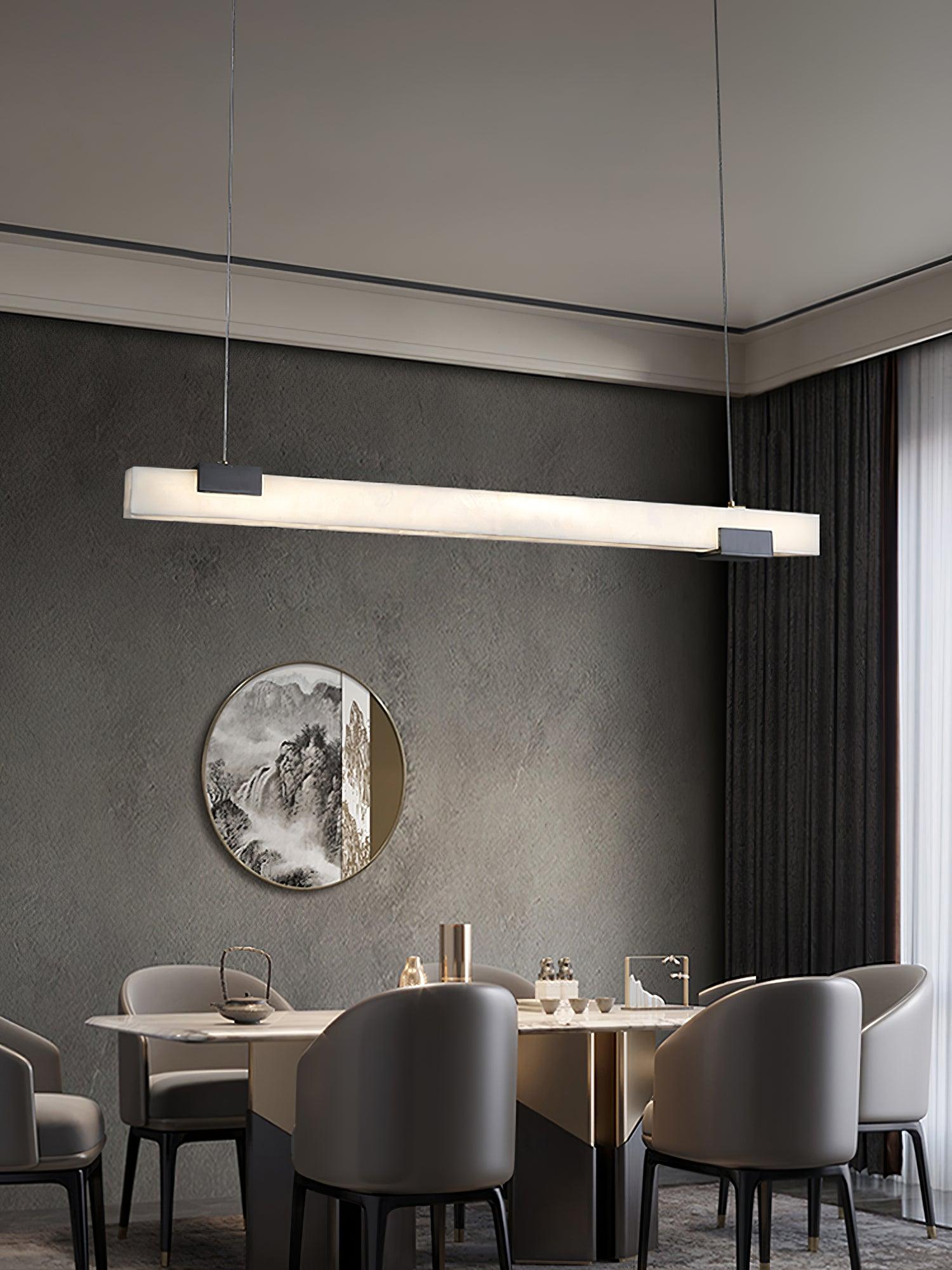 Kaelen Minimalist Alabaster Linear Pendant Light - Blowlighting