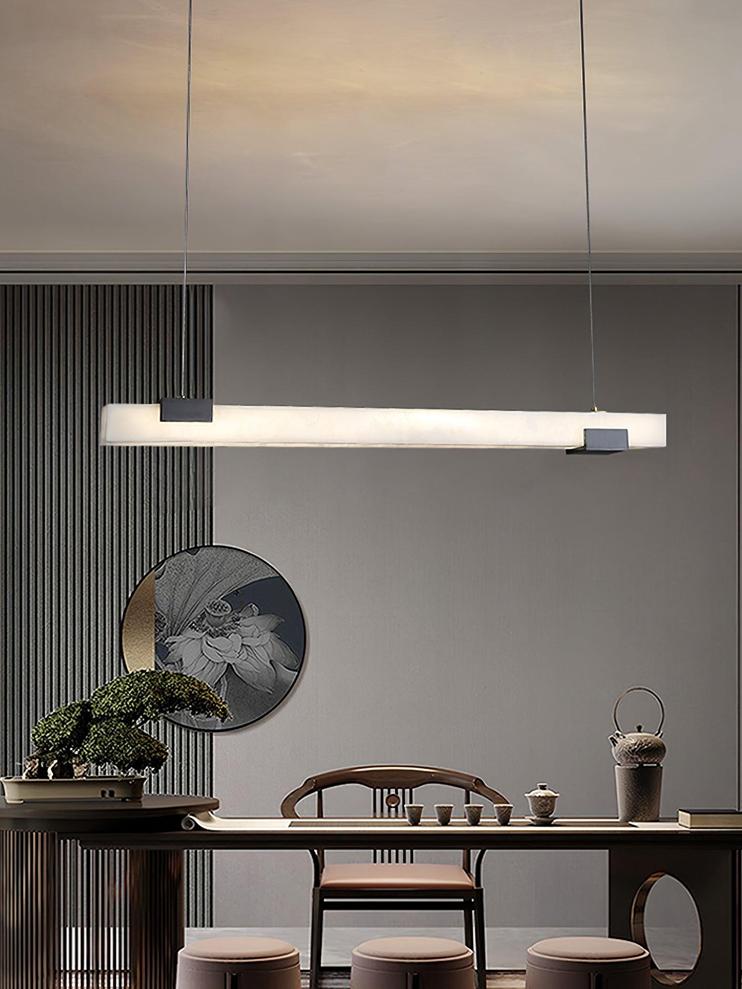 Kaelen Minimalist Alabaster Linear Pendant Light - Blowlighting
