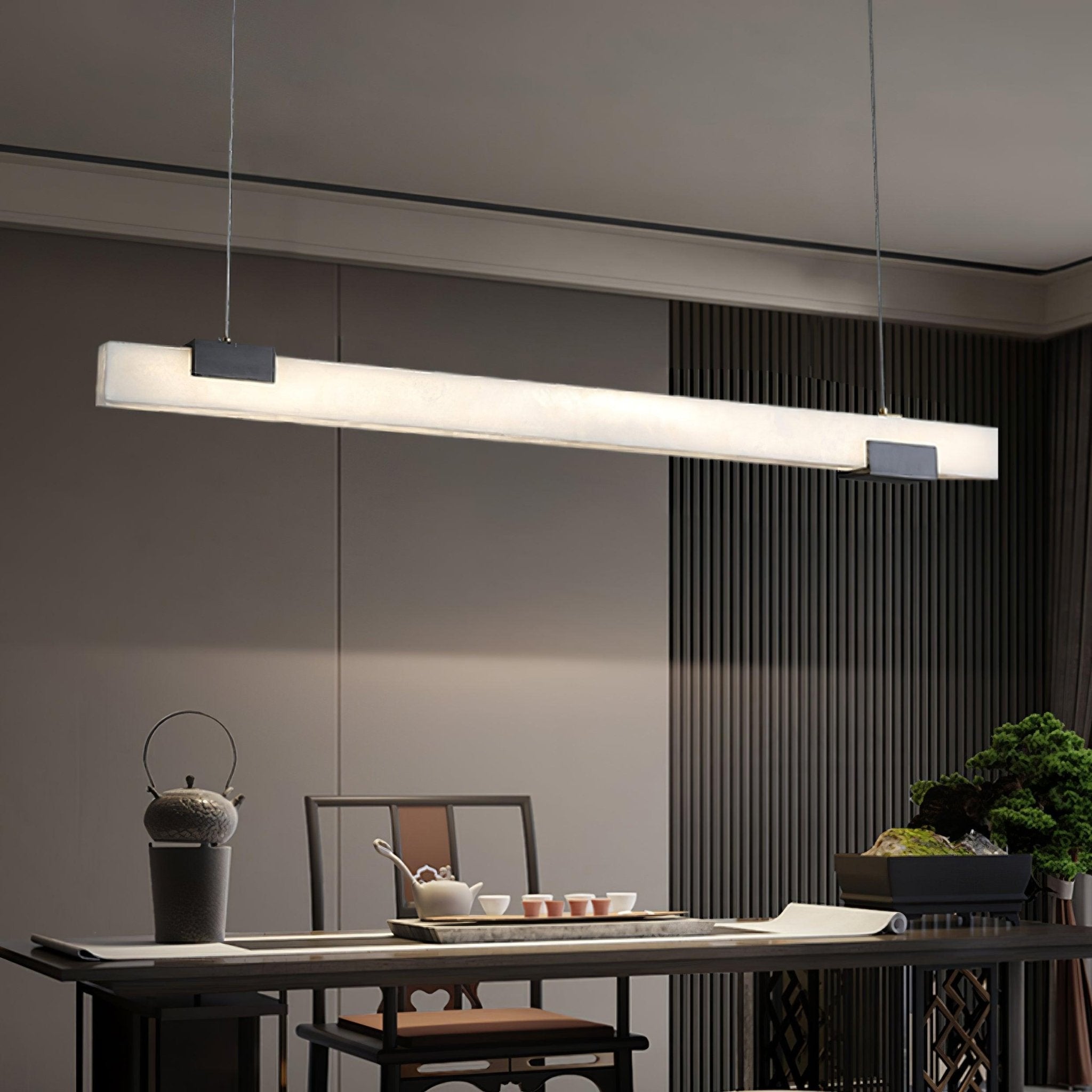 Kaelen Minimalist Alabaster Linear Pendant Light - Blowlighting