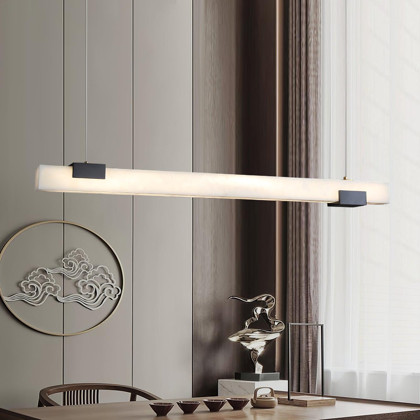 Kaelen Minimalist Alabaster Linear Pendant Light - Blowlighting