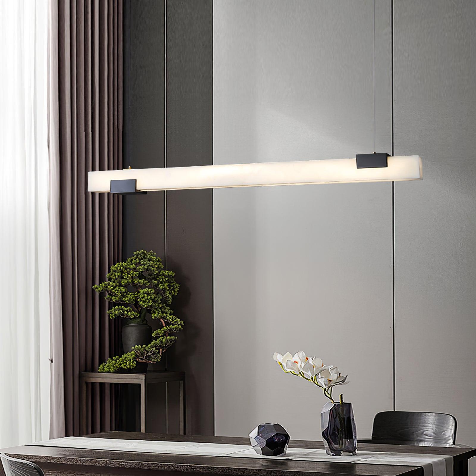 Kaelen Minimalist Alabaster Linear Pendant Light - Blowlighting