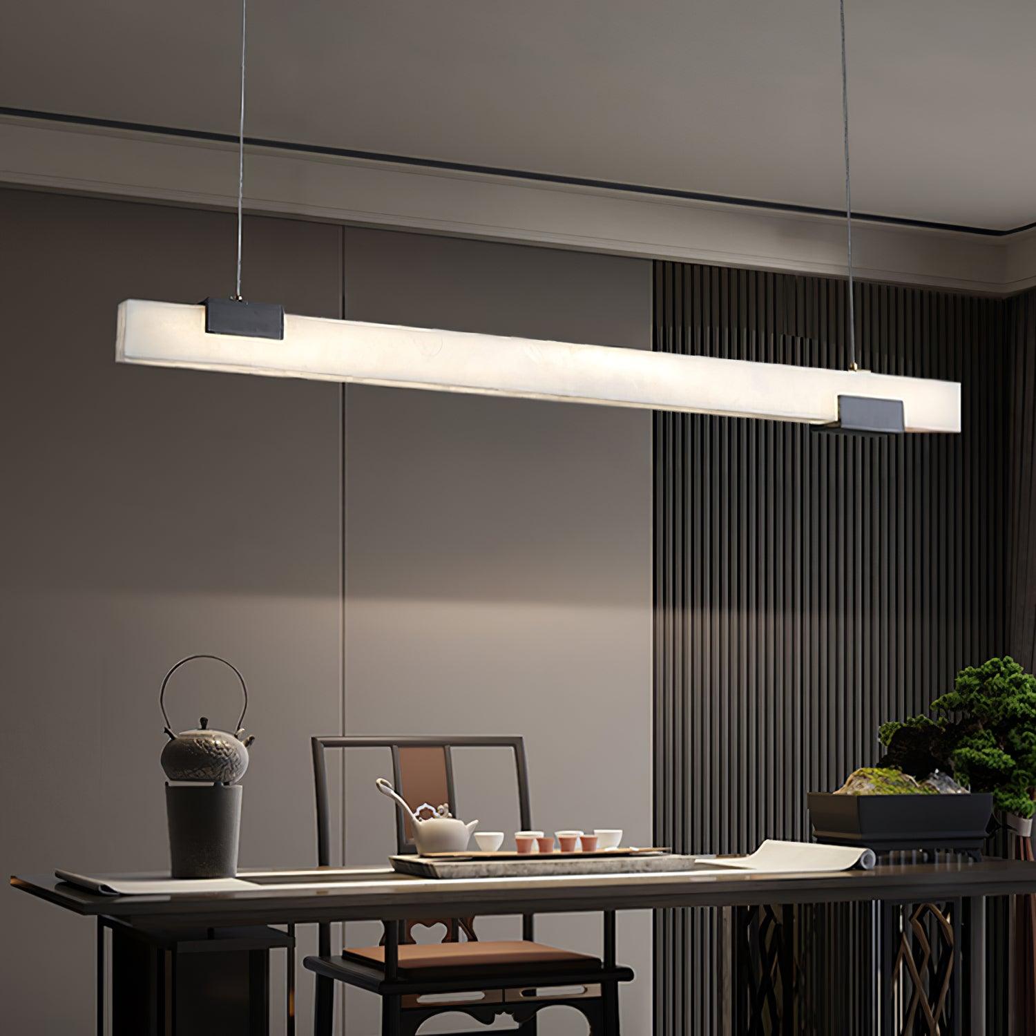 Kaelen Minimalist Alabaster Linear Pendant Light - Blowlighting