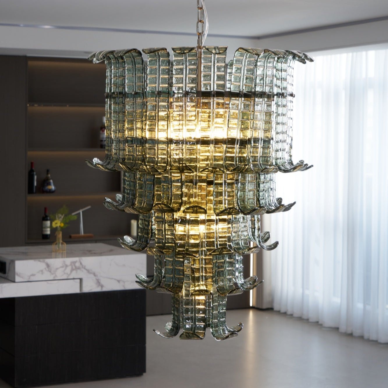 Aurora Chandelier Cascade Murano Glass Tiered Vintage - Blowlighting