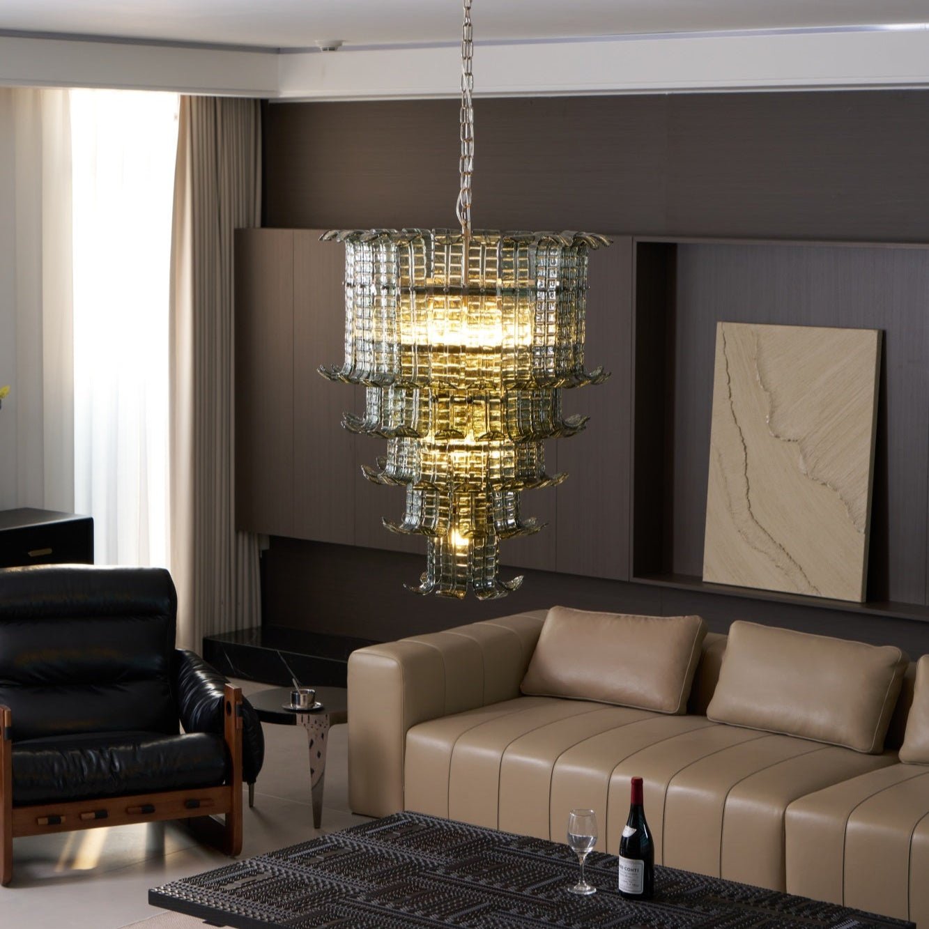 Aurora Chandelier Cascade Murano Glass Tiered Vintage - Blowlighting