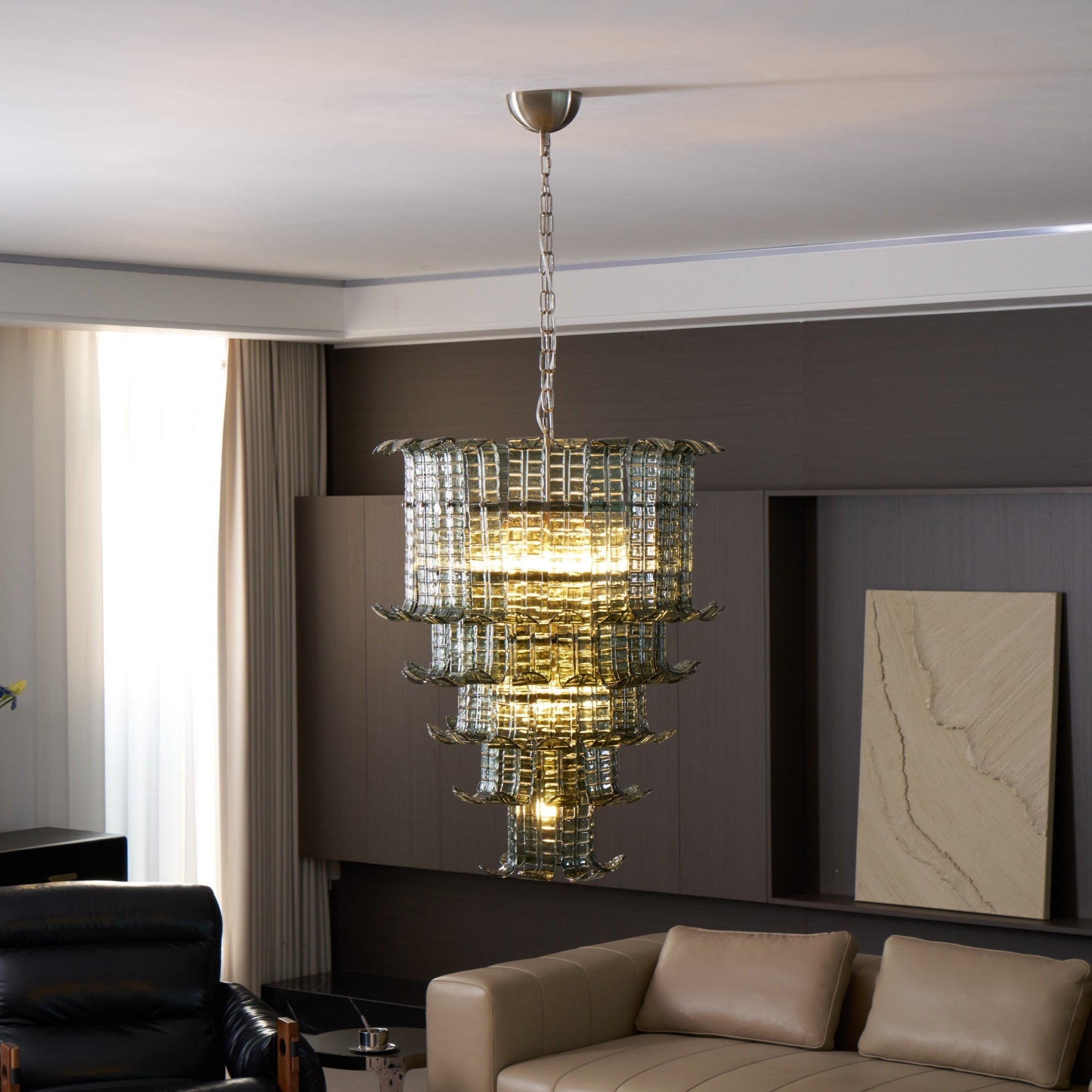 Aurora Chandelier Cascade Murano Glass Tiered Vintage - Blowlighting