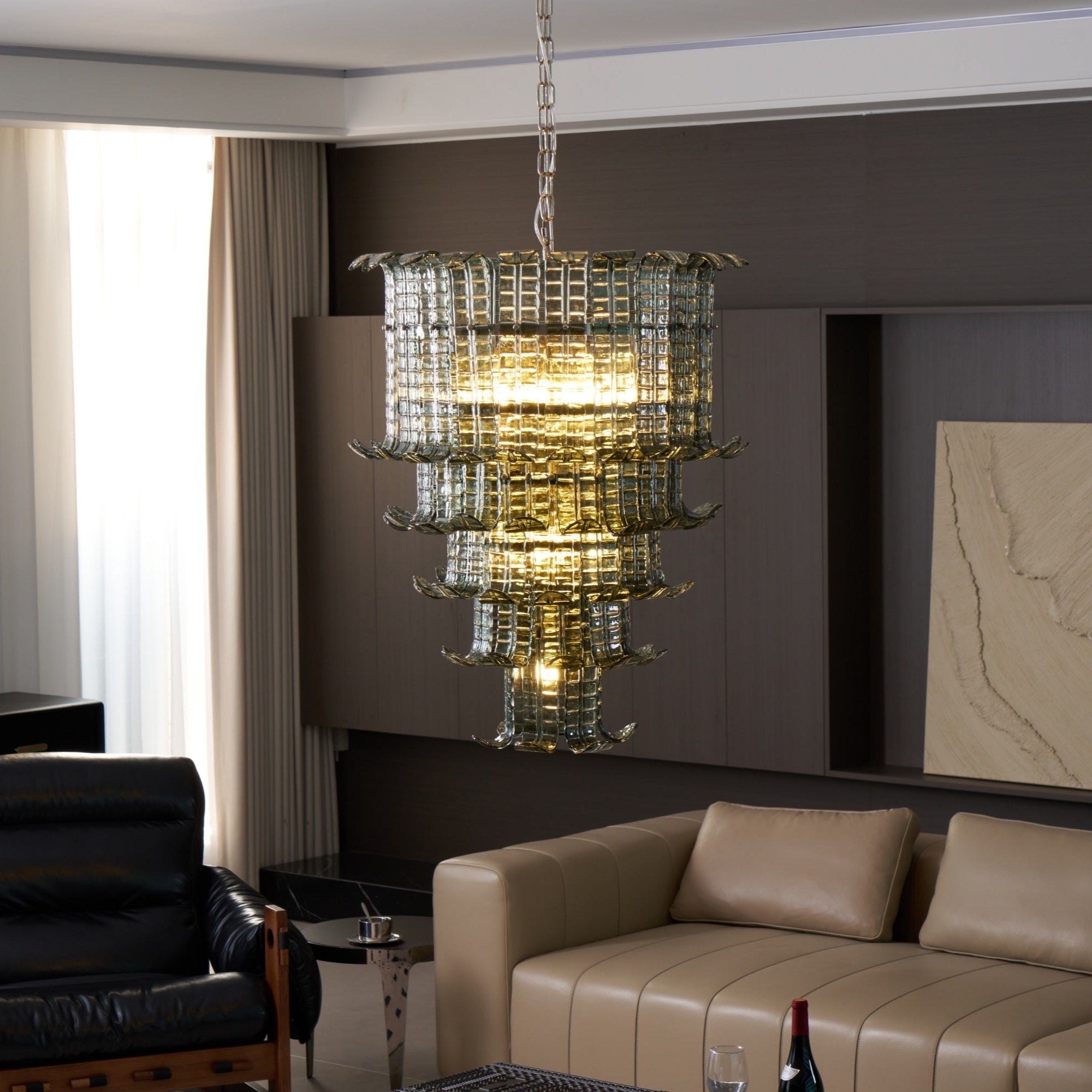 Aurora Chandelier Cascade Murano Glass Tiered Vintage - Blowlighting