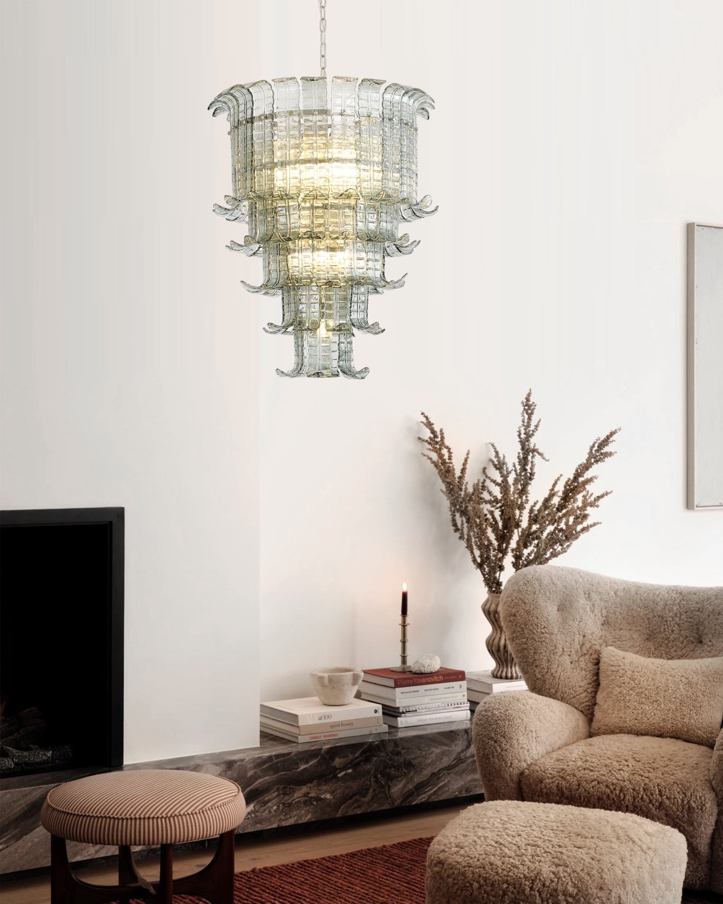 Aurora Chandelier Cascade Murano Glass Tiered Vintage - Blowlighting