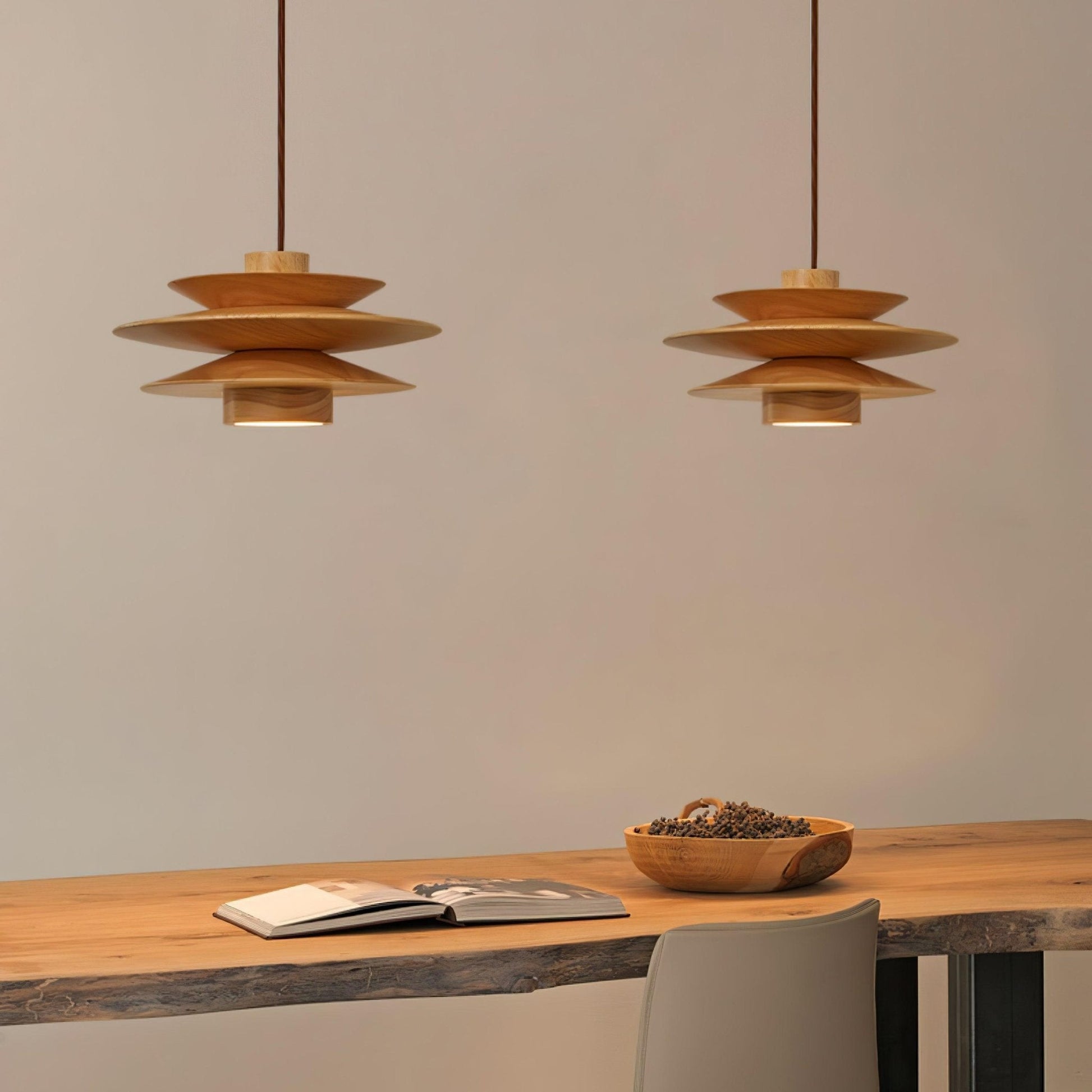 Cascade Wooden Disc Pendant Lamp - Blowlighting