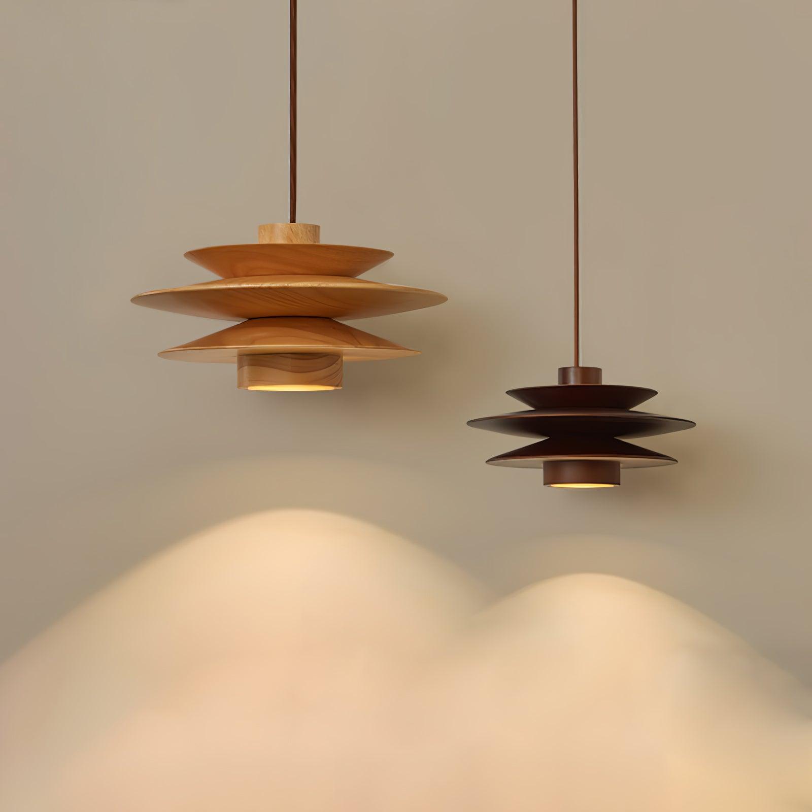 Cascade Wooden Disc Pendant Lamp - Blowlighting