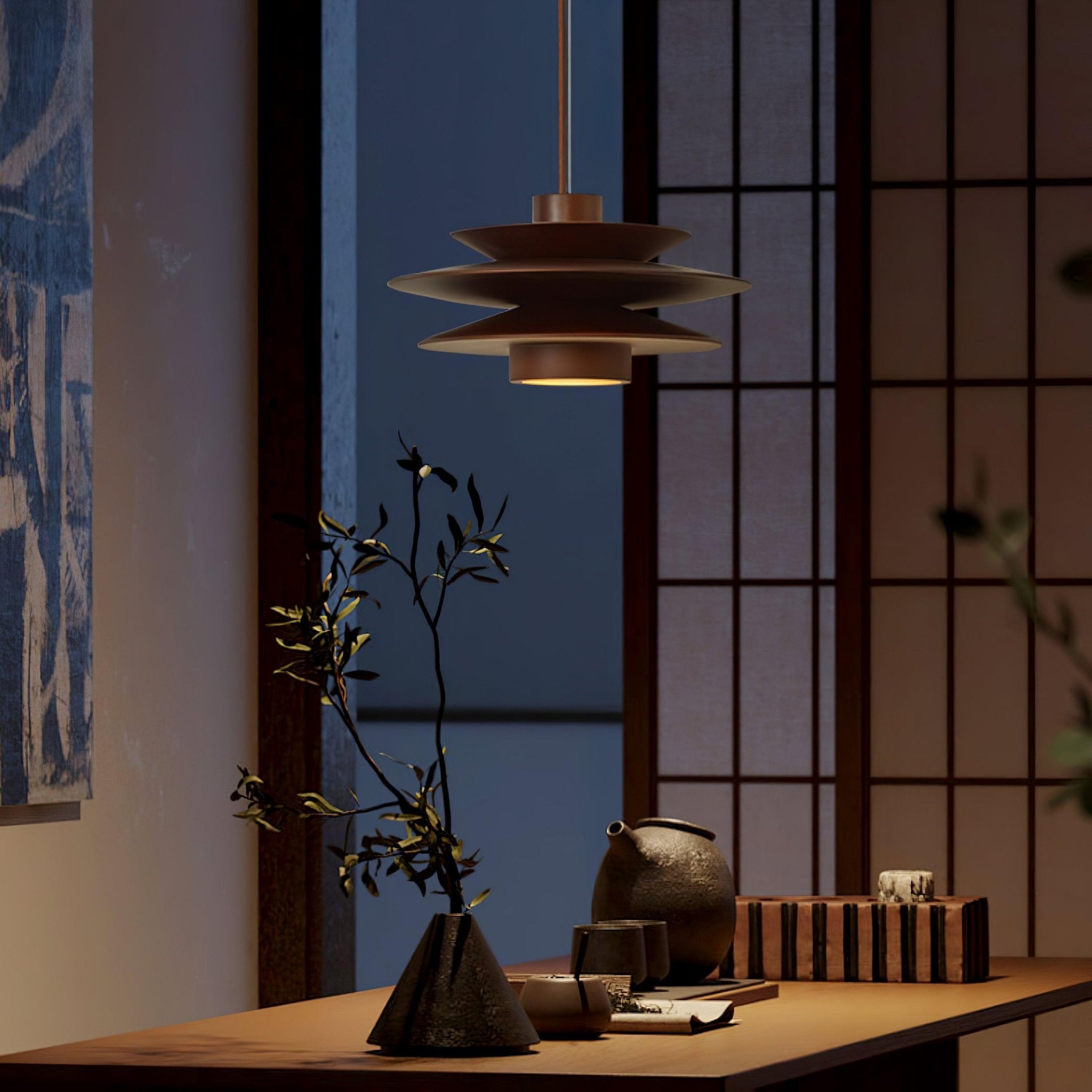 Cascade Wooden Disc Pendant Lamp - Blowlighting