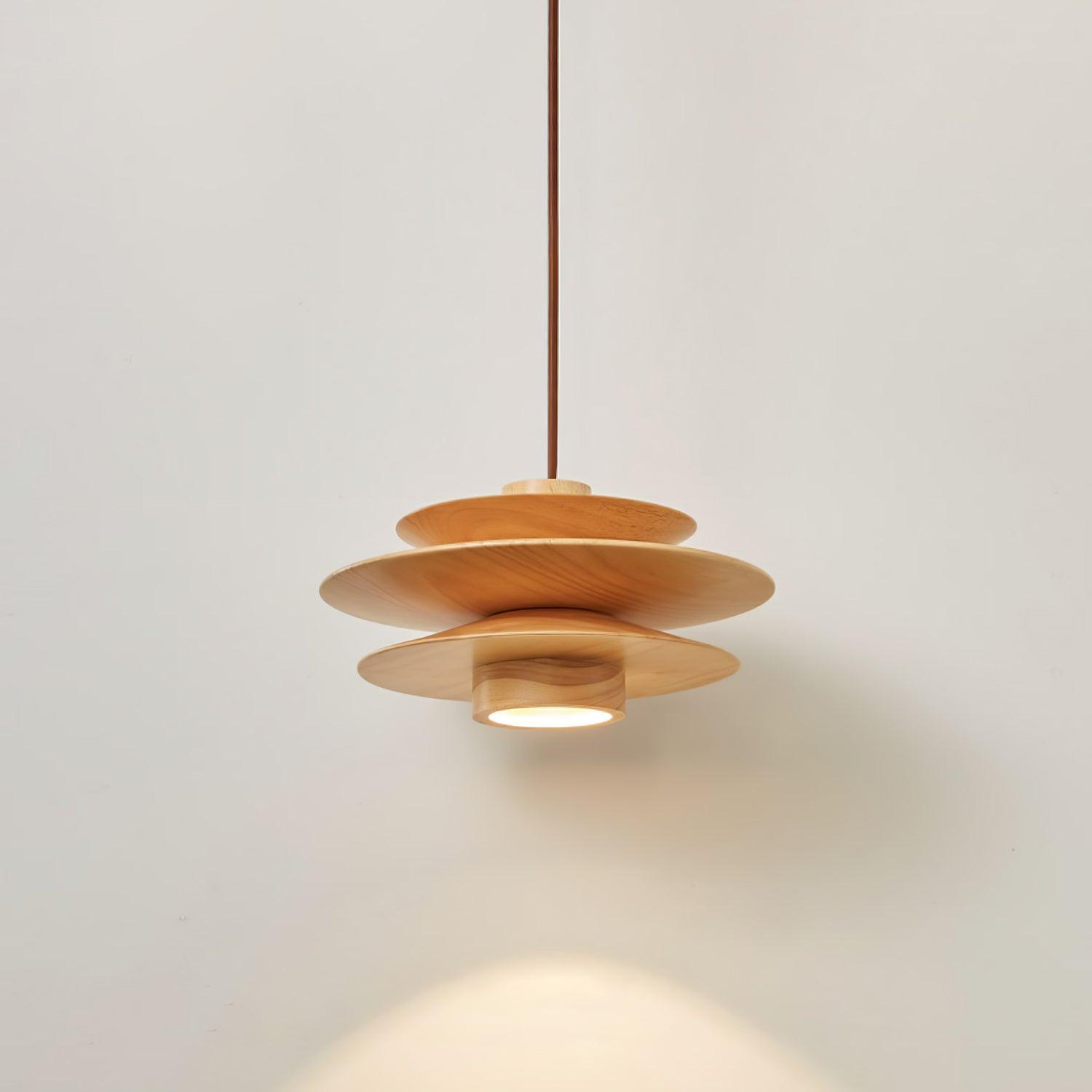 Cascade Wooden Disc Pendant Lamp - Blowlighting