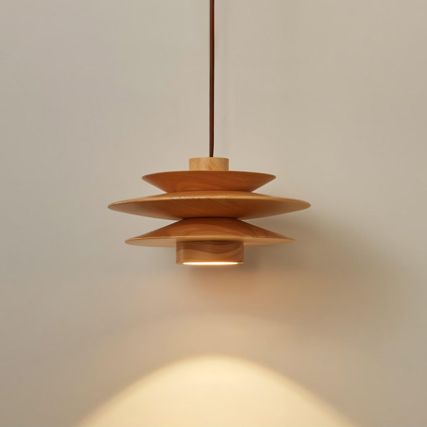 Cascade Wooden Disc Pendant Lamp - Blowlighting