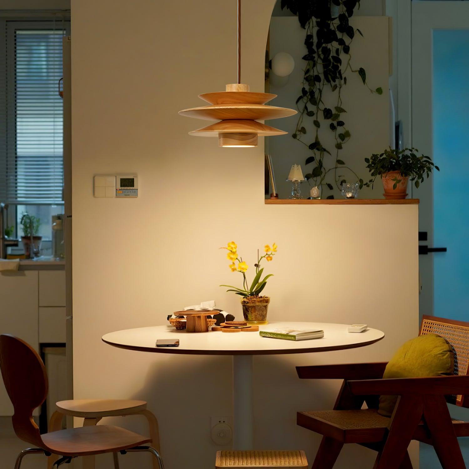 Cascade Wooden Disc Pendant Lamp - Blowlighting