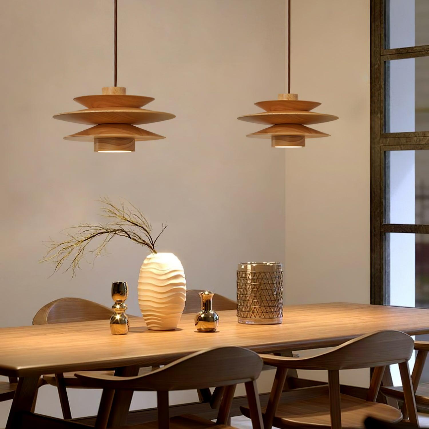 Cascade Wooden Disc Pendant Lamp - Blowlighting