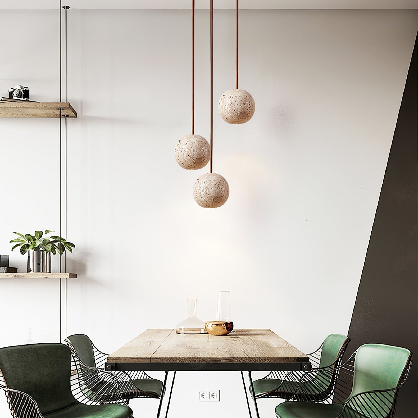 Trio Travertine Pendant Light - Blowlighting