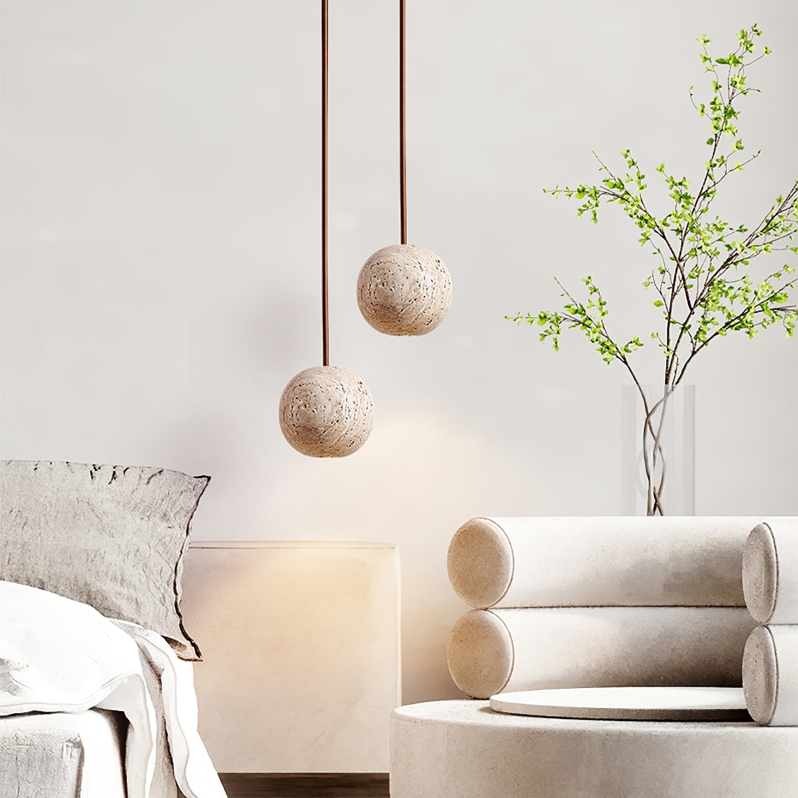 Trio Travertine Pendant Light - Blowlighting