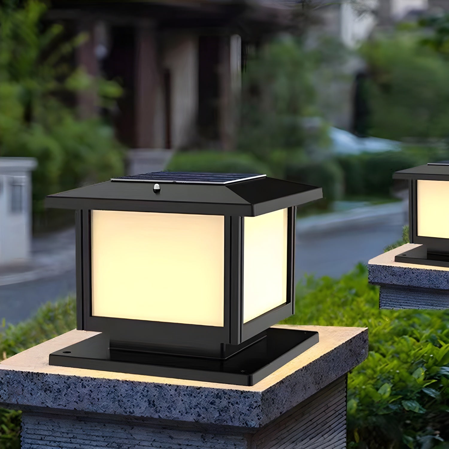 Ray Pavilion-style Square Solar Outdoor Post Light - Blowlighting