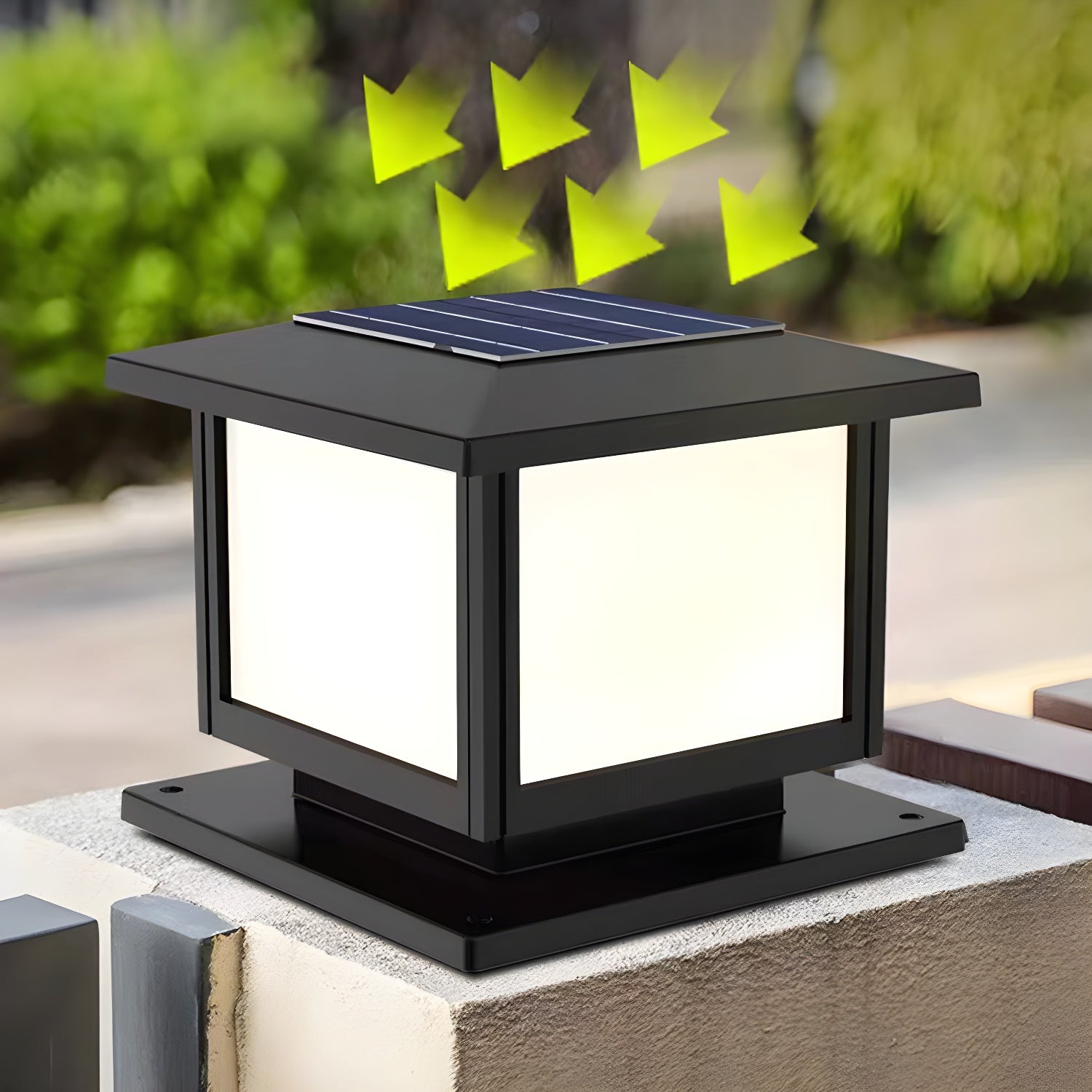 Ray Pavilion-style Square Solar Outdoor Post Light - Blowlighting