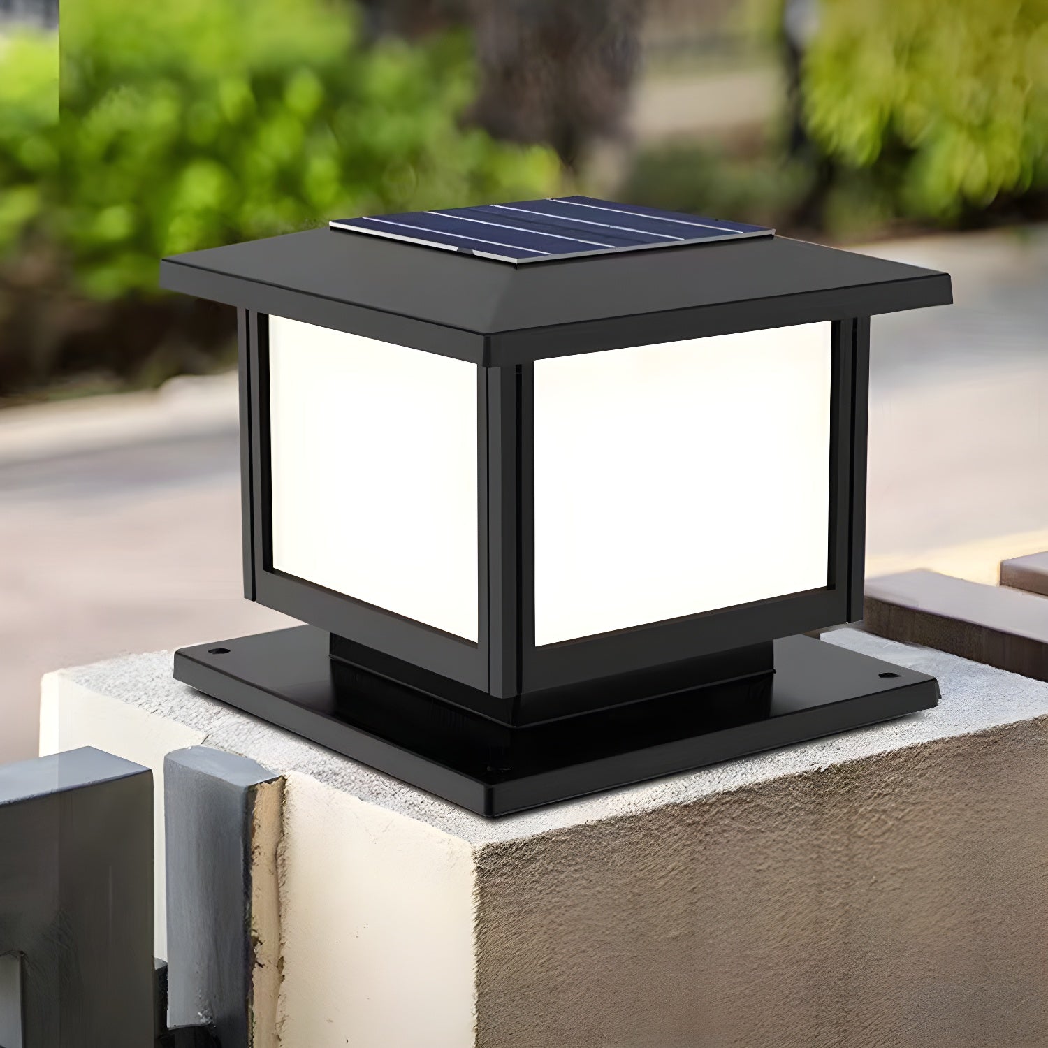 Ray Pavilion-style Square Solar Outdoor Post Light - Blowlighting