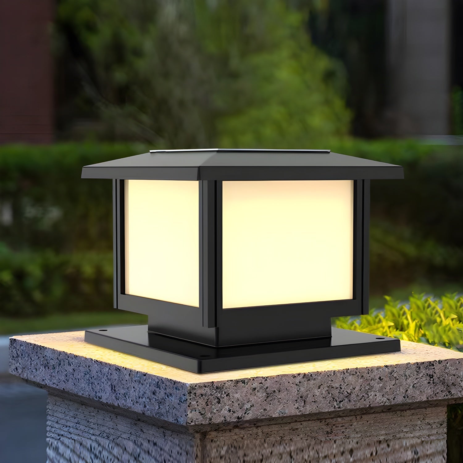 Ray Pavilion-style Square Solar Outdoor Post Light - Blowlighting