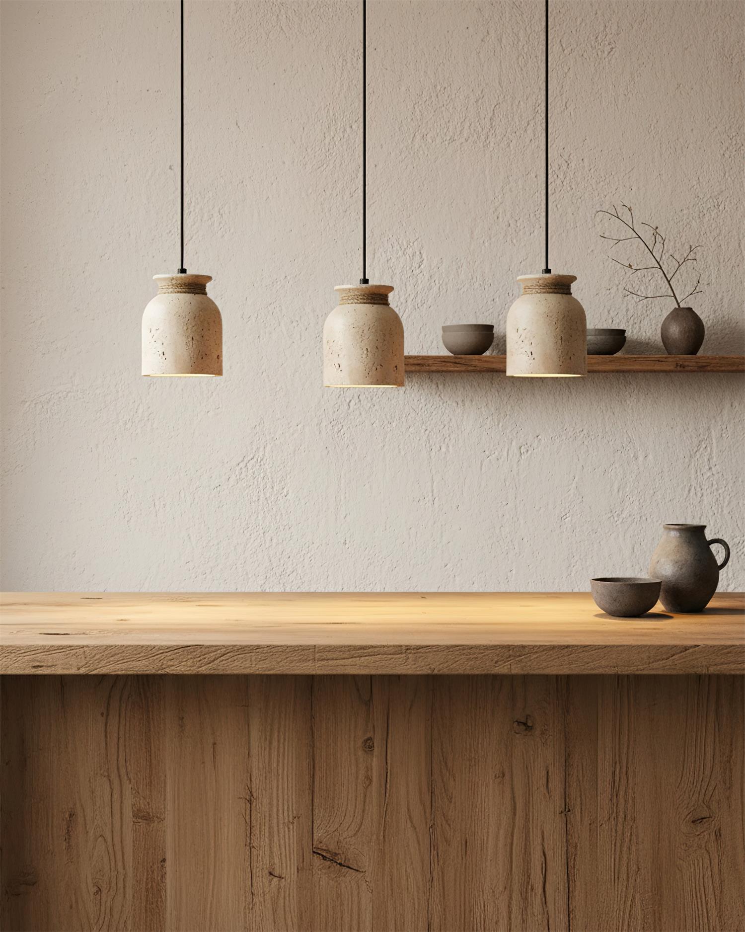 Cavena Minimalist Travertine Pendant Light