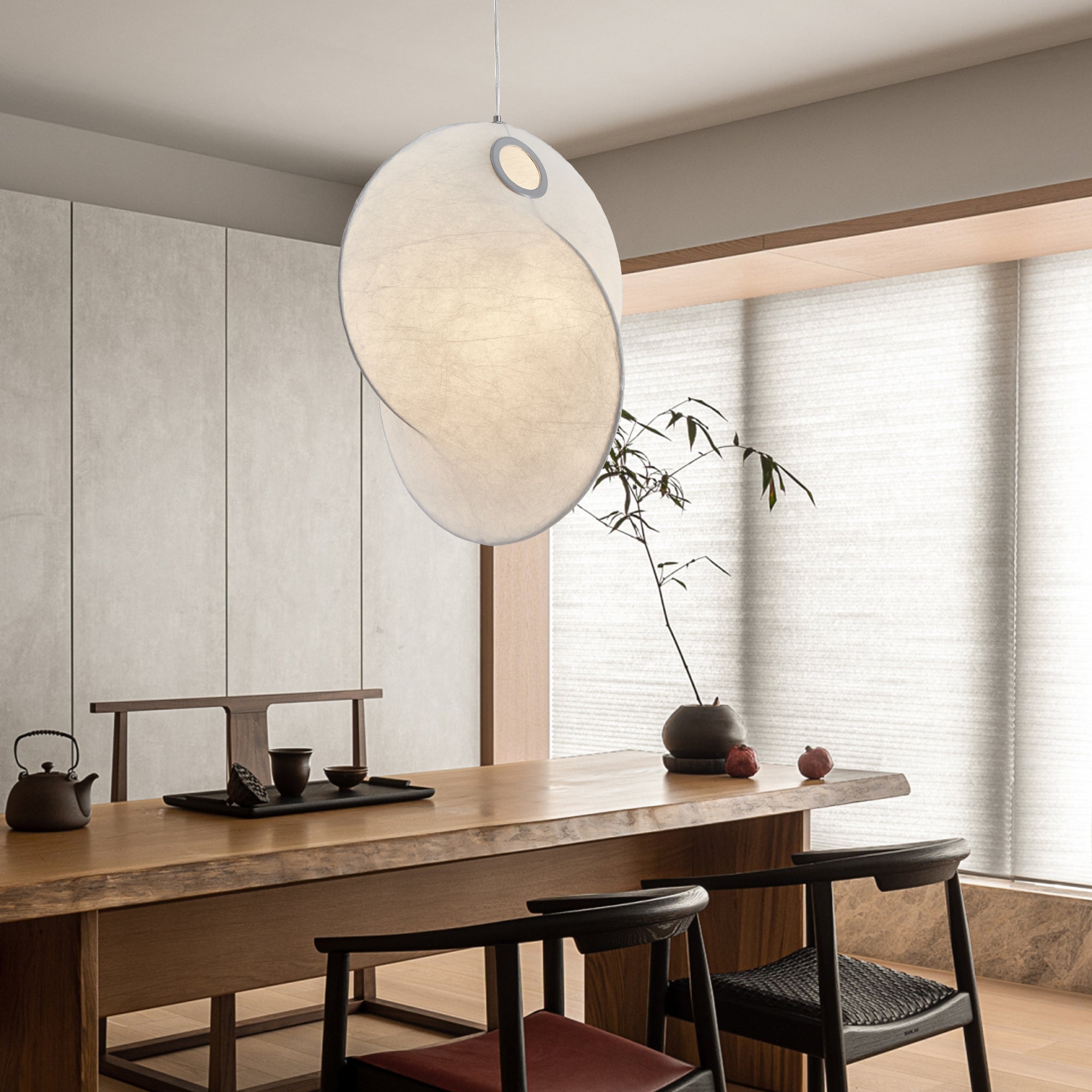 Verine Sculptural Mulberry Silk Pendant Light - Blowlighting