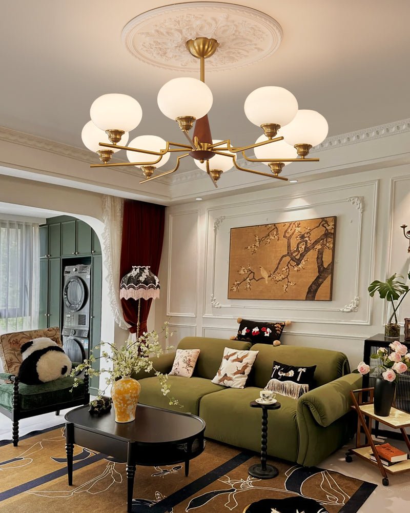Celeste Sphere Walnut Chandelier - Blowlighting