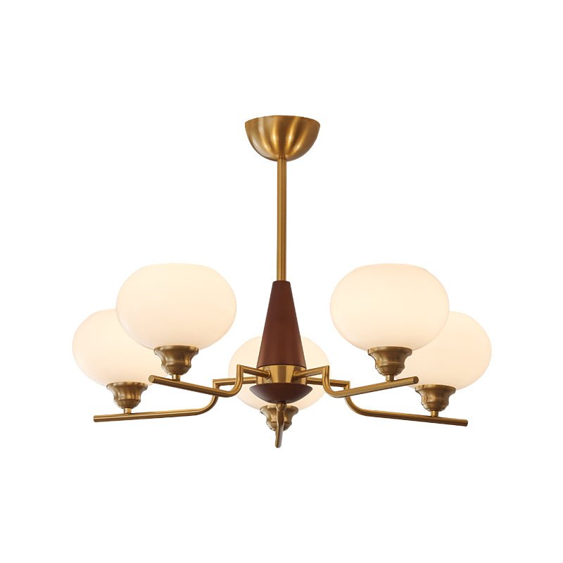 Celeste Sphere Walnut Chandelier - Blowlighting