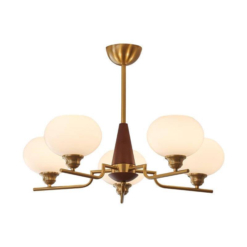Celeste Sphere Walnut Chandelier - Blowlighting