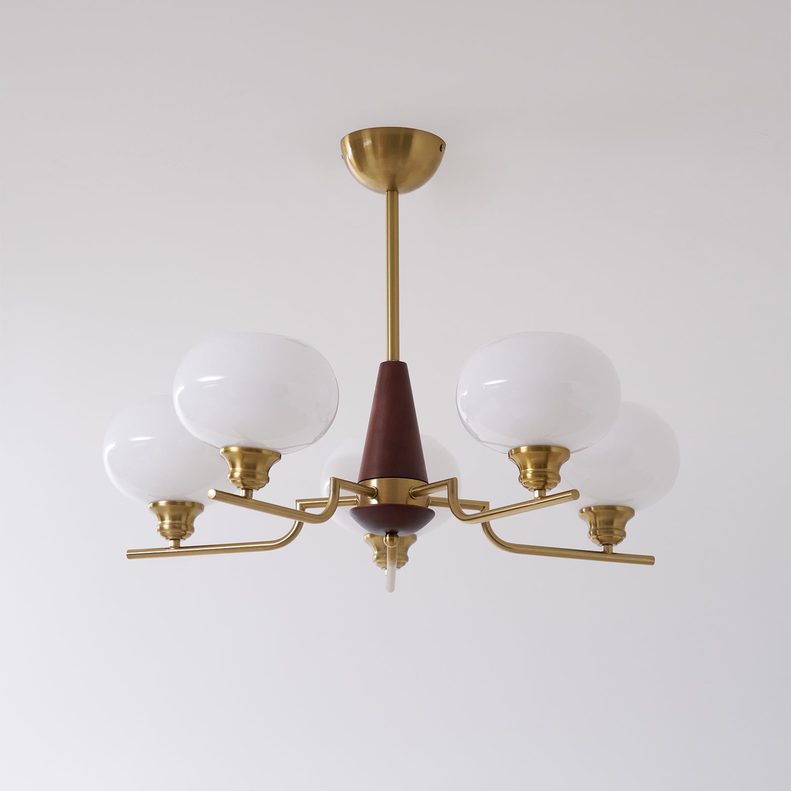 Celeste Sphere Walnut Chandelier - Blowlighting